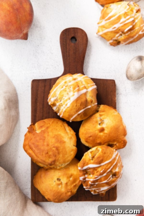 Air Fryer Peachy Treats 3 Golden brown air fried fritters with fresh peaches