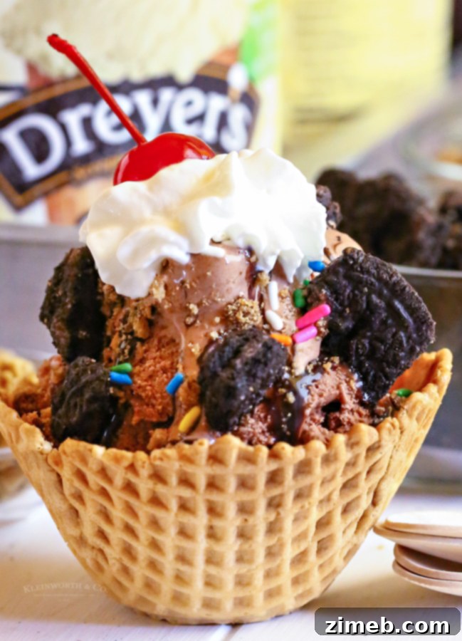 sundae in waffle bowl