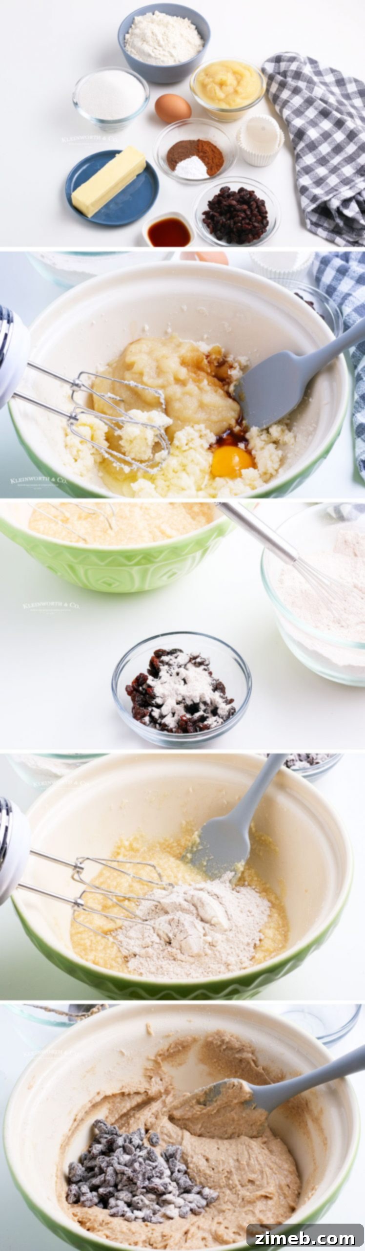 Step-by-step process of how to make Applesauce Muffins, showing the prepared batter.