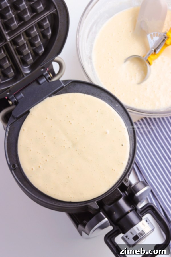 Waffle Perfection at Home 8 cooking on the waffle iron