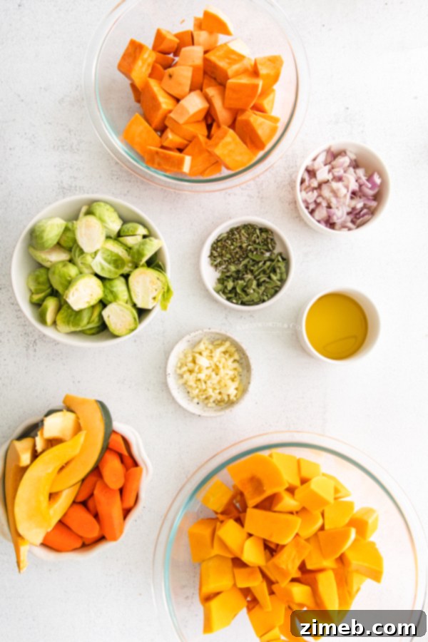 ingredients for Roasted Fall Vegetables
