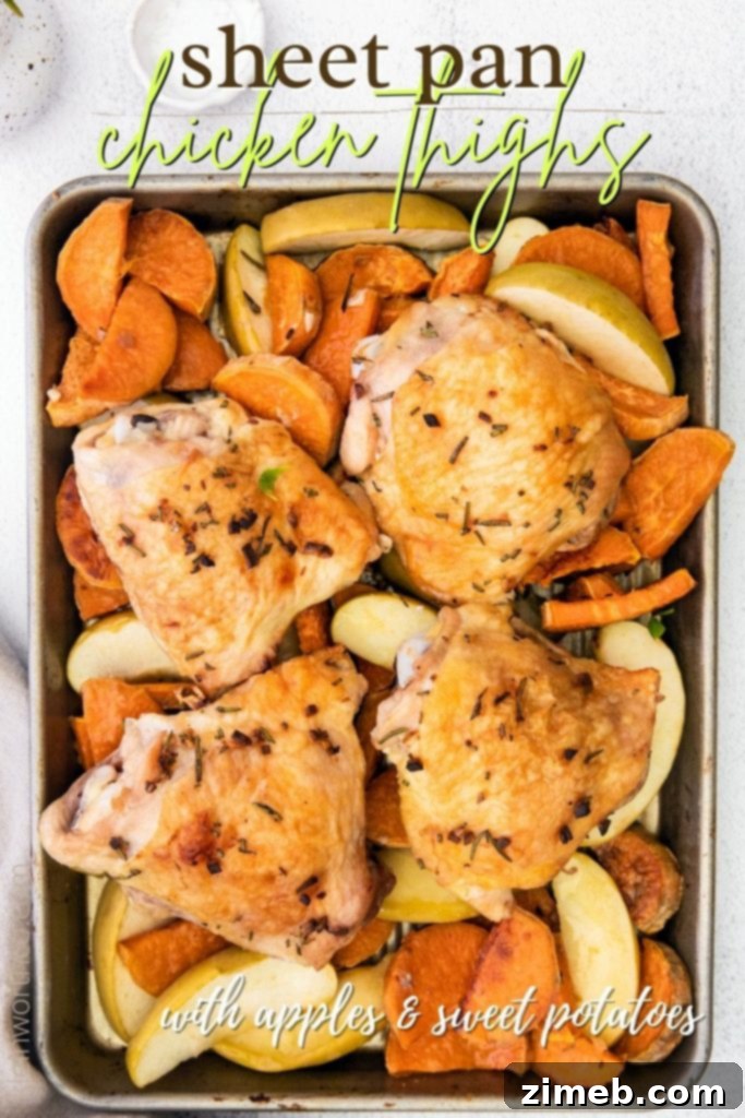 Golden One-Pan Chicken Thighs 2 Sheet Pan Chicken Thighs with Apples and Sweet Potatoes