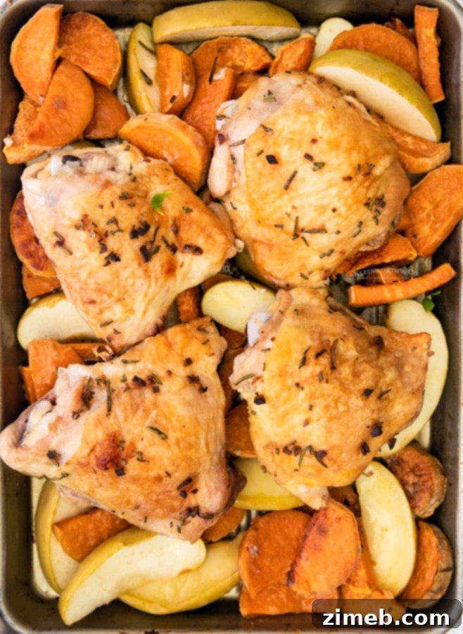 Golden One-Pan Chicken Thighs 6 fall chicken dinner with roasted vegetables