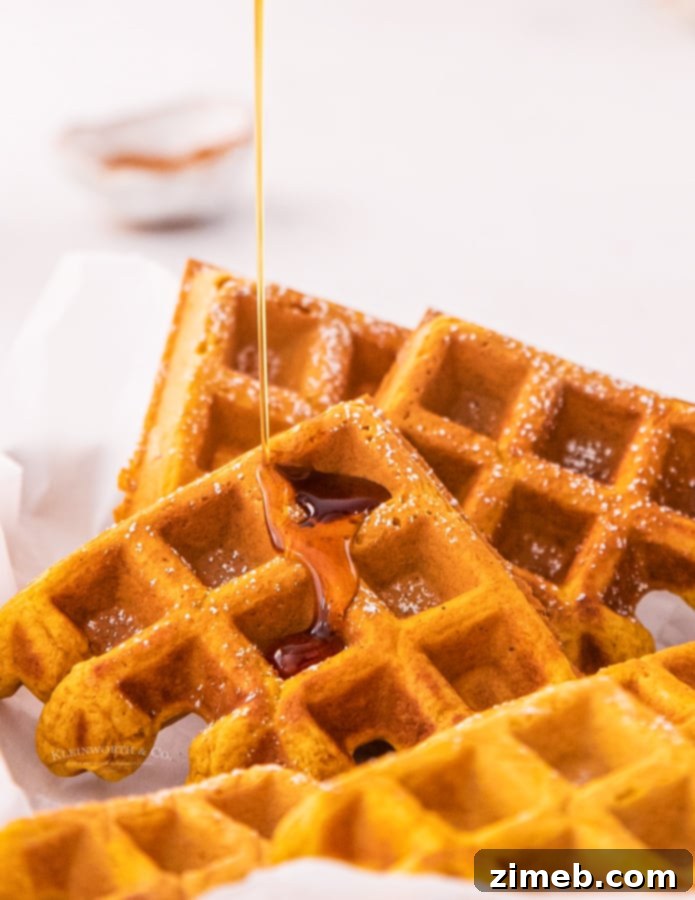 Delicious fall breakfast waffles ready to be served