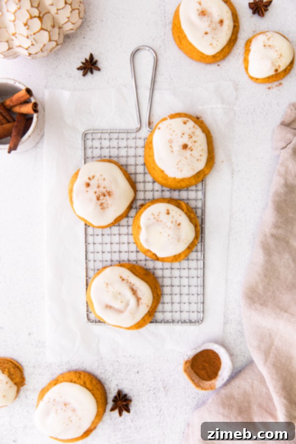 Pillowy Pumpkin Spice Cookies with Cream Cheese Frosting 3 frosted fall cookies