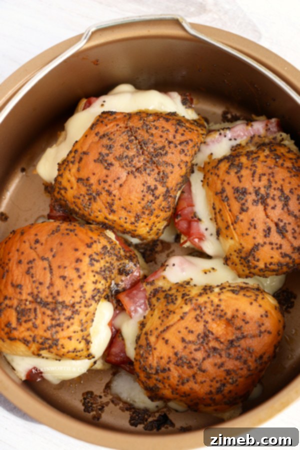 Gooey Air Fryer Ham and Cheese Sliders 10 Air Fried Sliders