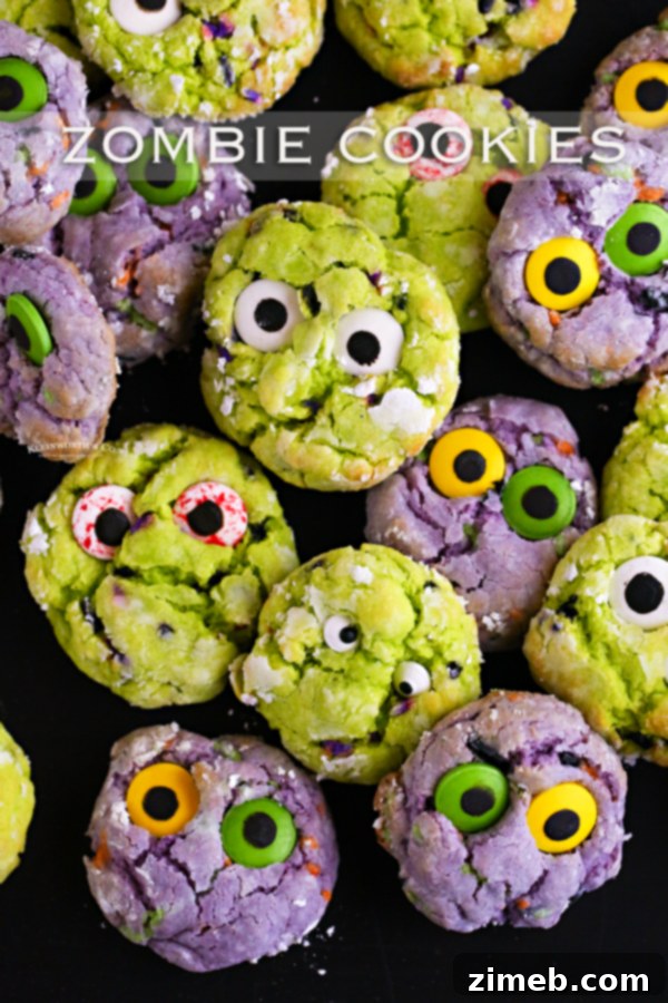 Undead Delights 23 Close-up of a Zombie Cookie with candy eyes.