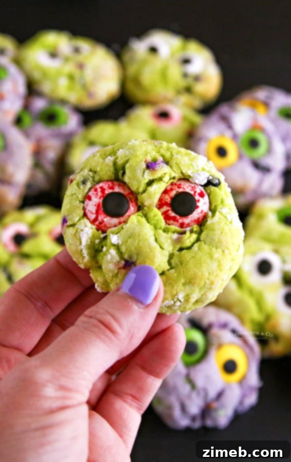 Undead Delights 4 Easy Zombie Cookies, green and purple.