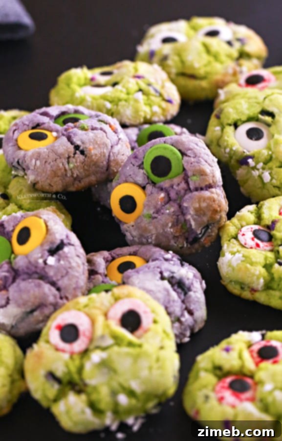 Undead Delights 6 Zombie Halloween-themed cookies ready for a party.