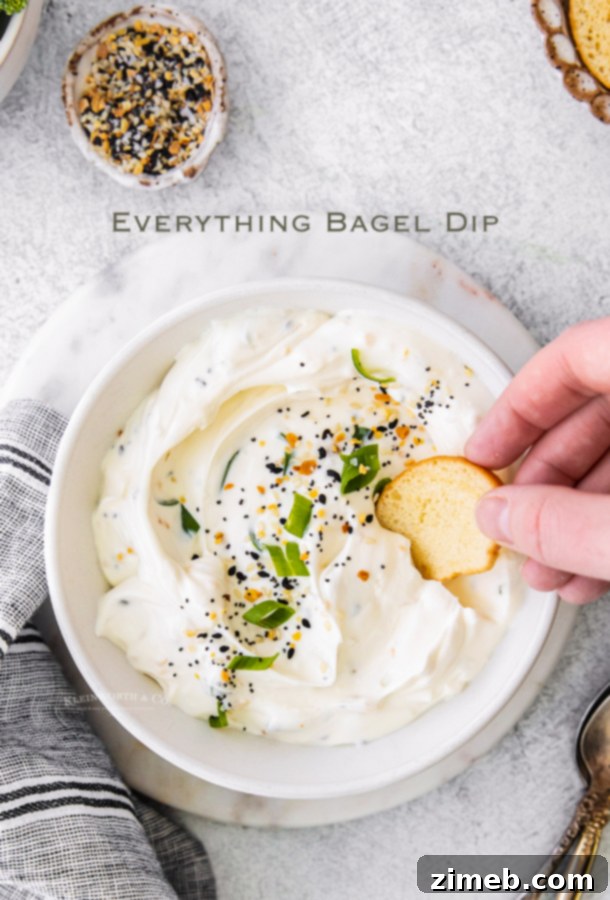Everything Bagel Dip - A beautifully presented bowl of the finished dip.