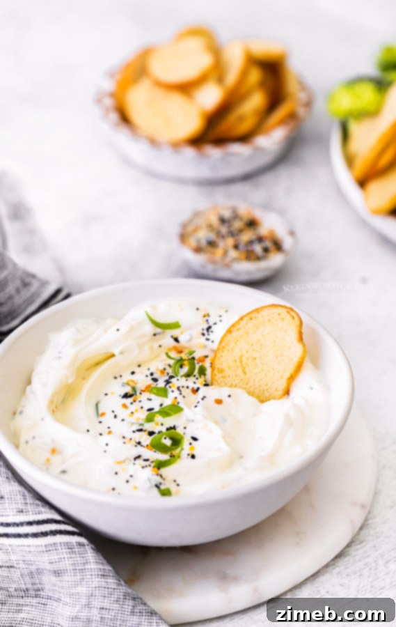 Appetizer Bagel Dip - A close-up of the delicious dip ready to be enjoyed.