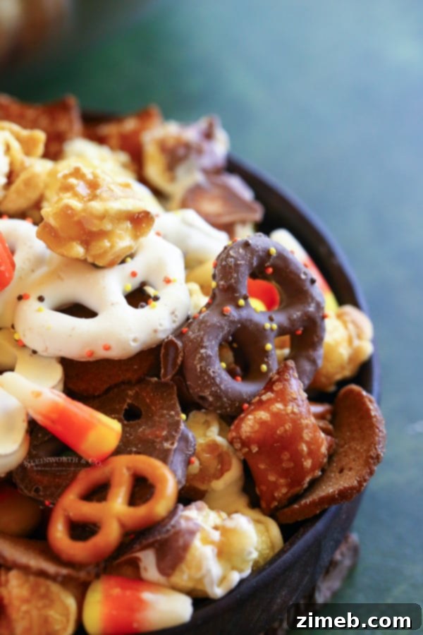 Monster Munch Mix 7 Snack medley - A vibrant assortment of easy fall snacks.