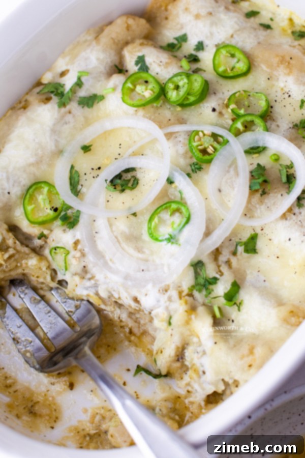 Green sauce enchiladas, baked to perfection