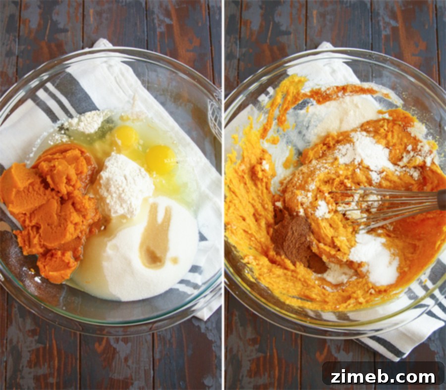 Step-by-step image of how to make Pumpkin Muffins.