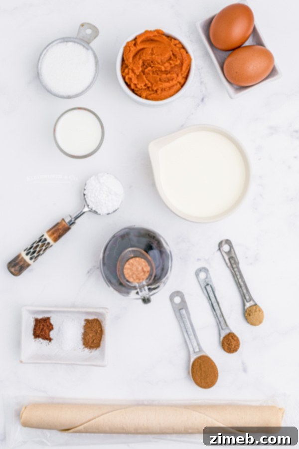 Fresh ingredients laid out for making delicious Mini Pumpkin Pies.