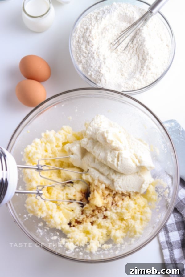 Melt-in-Your-Mouth Ricotta Delights 7 A bowl of soft dough for Ricotta Cookies, perfectly mixed and ready for chilling, showcasing the creamy texture before baking.