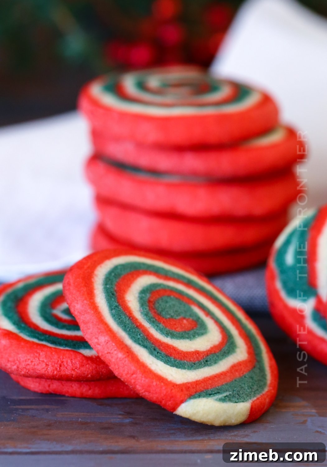 Festive Christmas Pinwheel Cookies for the holidays