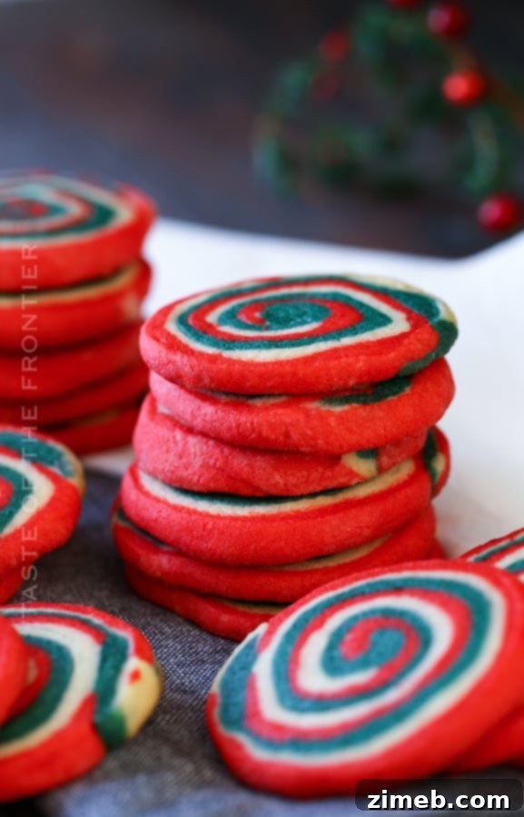 Close-up of Pinwheel Sugar Cookies, perfect for the holiday season