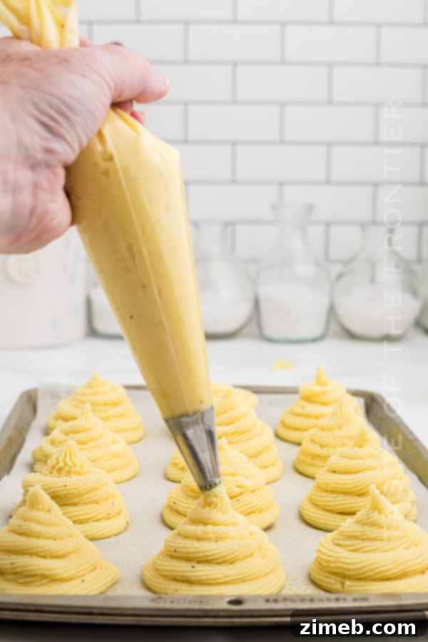 Golden Potato Rosettes 6 how to pipe mashed potatoes