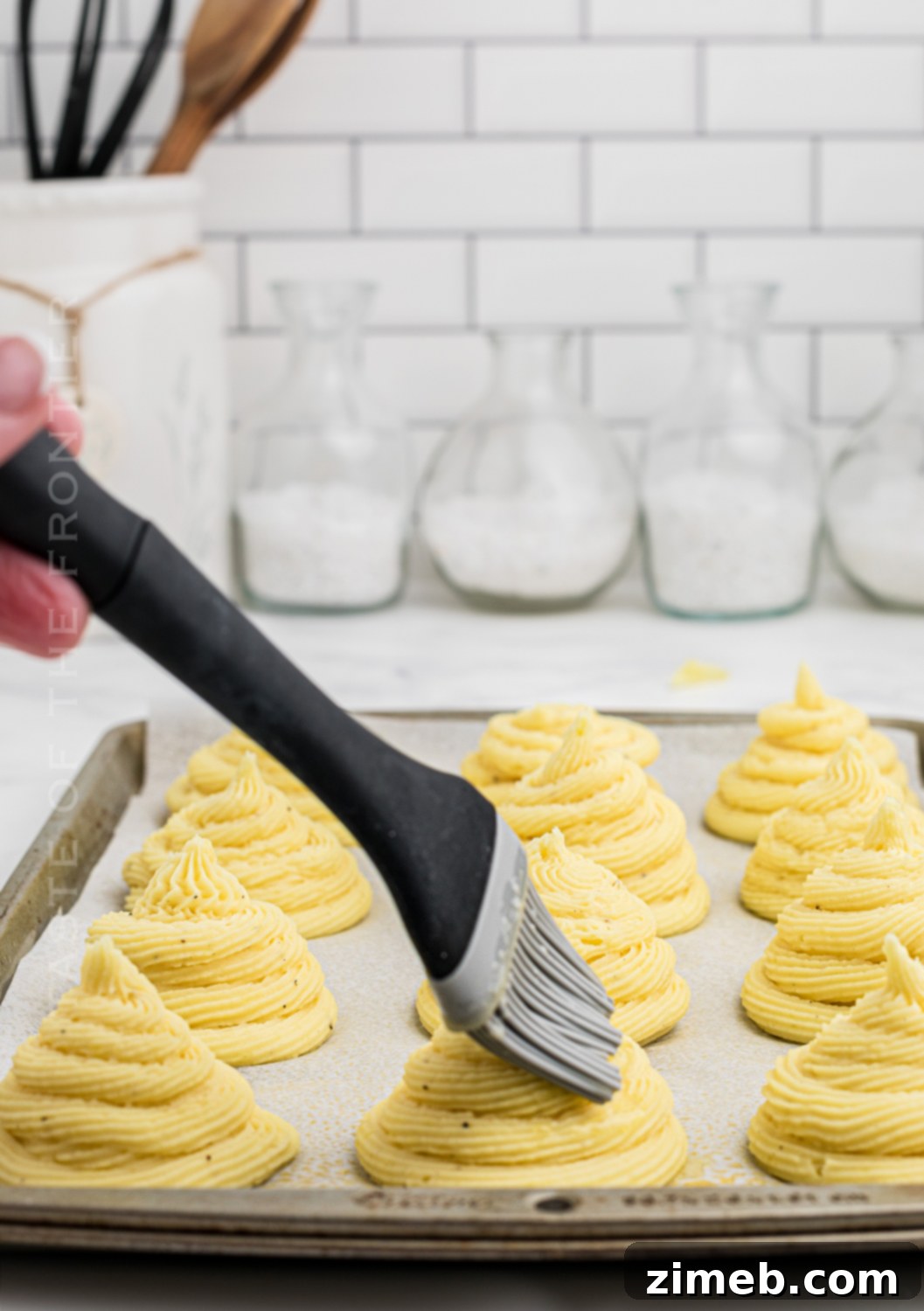Golden Potato Rosettes 8 process of making Duchess Potatoes