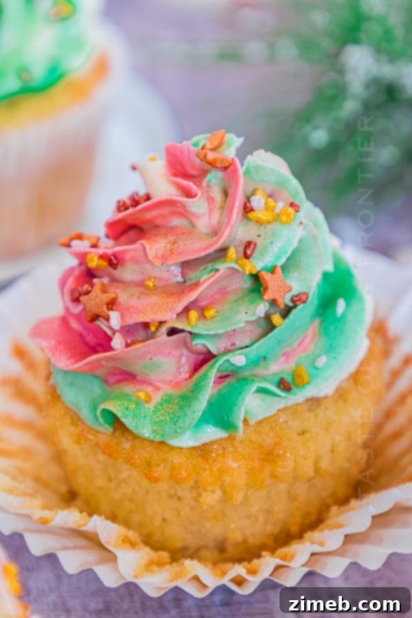Perfectly frosted homemade Christmas cupcakes