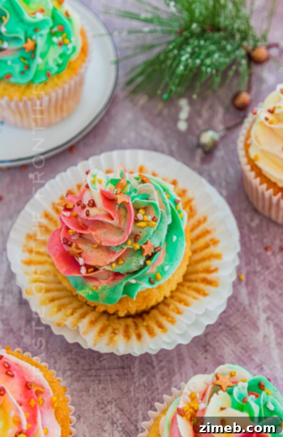 Recipe for delicious Christmas Cupcakes with homemade vanilla cake