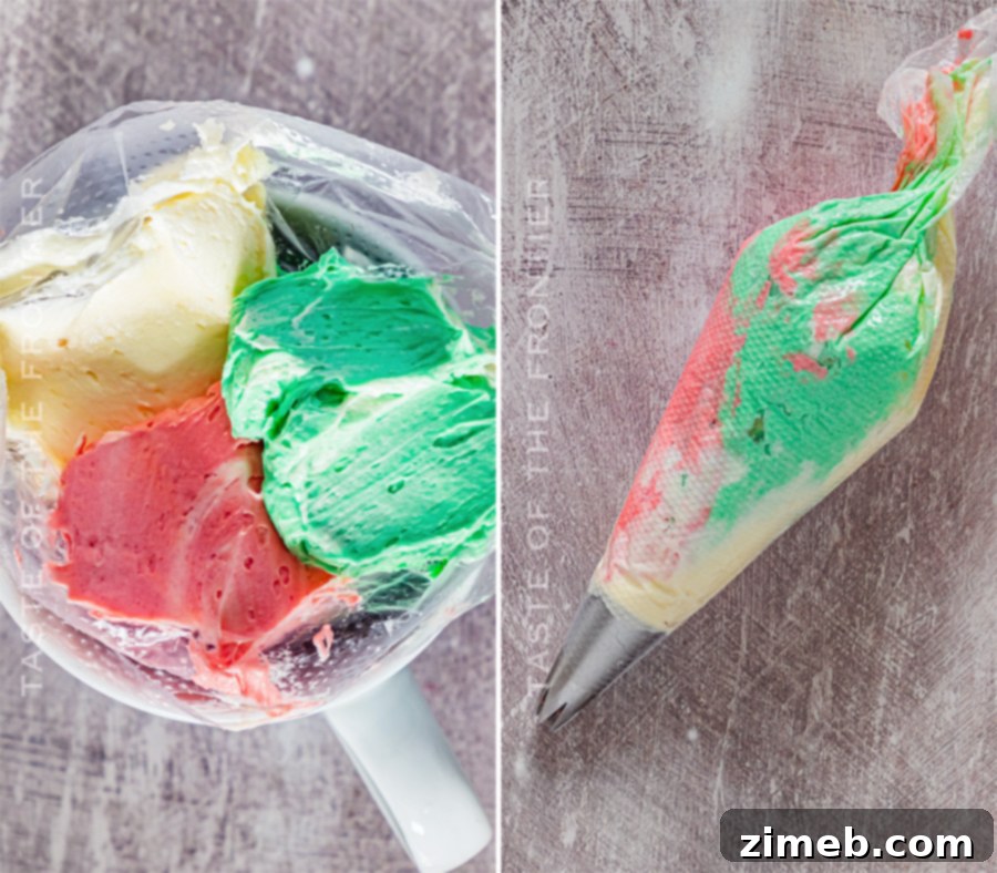 Making vibrant swirled frosting for Christmas Cupcakes