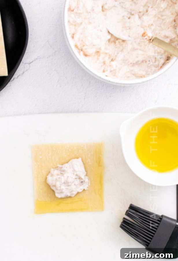 Crispy Air Fryer Crab Rangoon 7 making Crab Rangoon