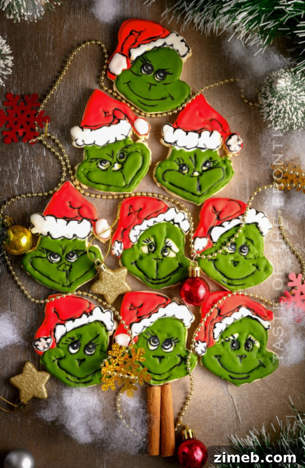 Grinch's Heart-Melting Cookies 2 Grinch Cookies - Soft sugar cookies decorated with royal icing for the holidays.