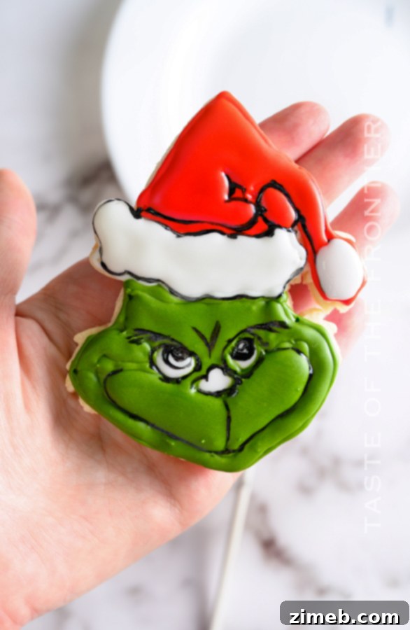 Grinch's Heart-Melting Cookies 11 decorated cookie with royal icing for Grinch design