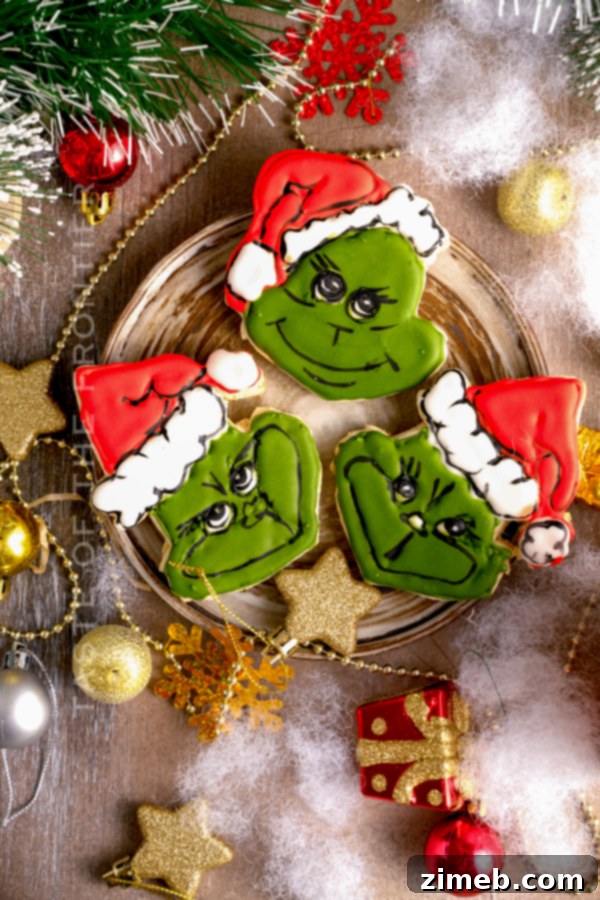 Grinch's Heart-Melting Cookies 12 holiday sugar cookies featuring Grinch designs
