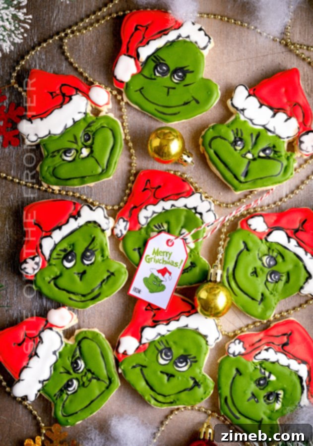 Grinch's Heart-Melting Cookies 22 grinch cut out cookies with festive design