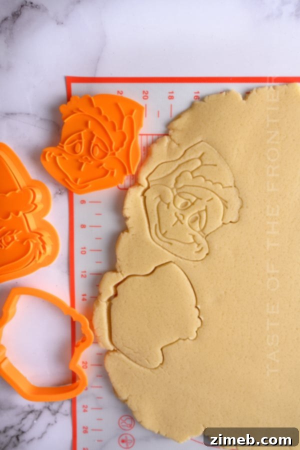 Grinch's Heart-Melting Cookies 5 how to cut the sugar cookie dough for Grinch shapes