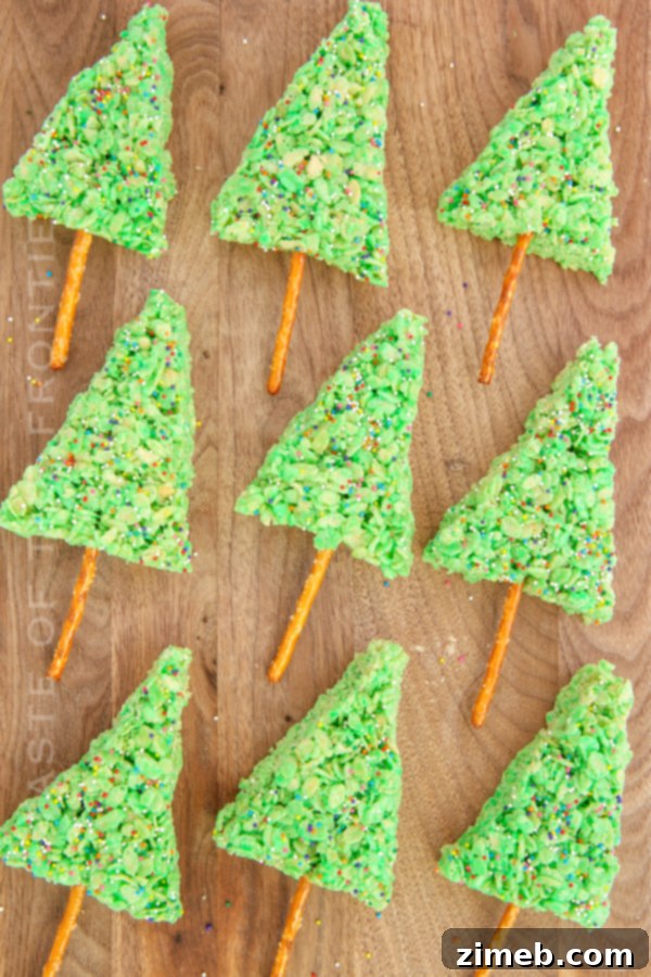 Yuletide Crispy Delights 3 Delicious Holiday Rice Krispie Treats shaped like Christmas trees