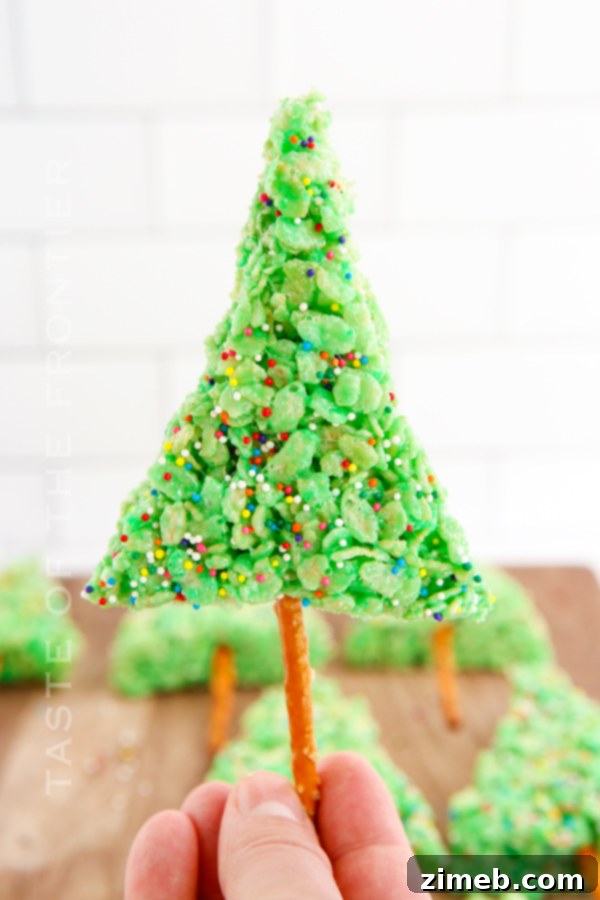 Yuletide Crispy Delights 21 A plate of holiday Christmas Rice Krispie Treats shaped like trees
