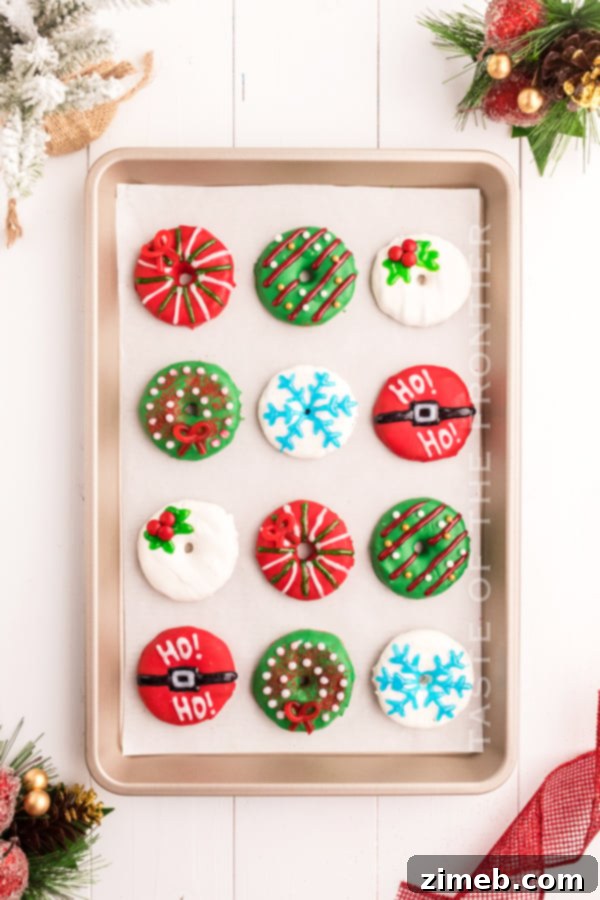 Festive Wreath Cookie Delights 9 set of Decorated Christmas Wreath Cookies