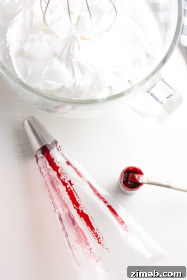 Effortless Meringue Clouds 7 How to make striped meringues in a piping bag