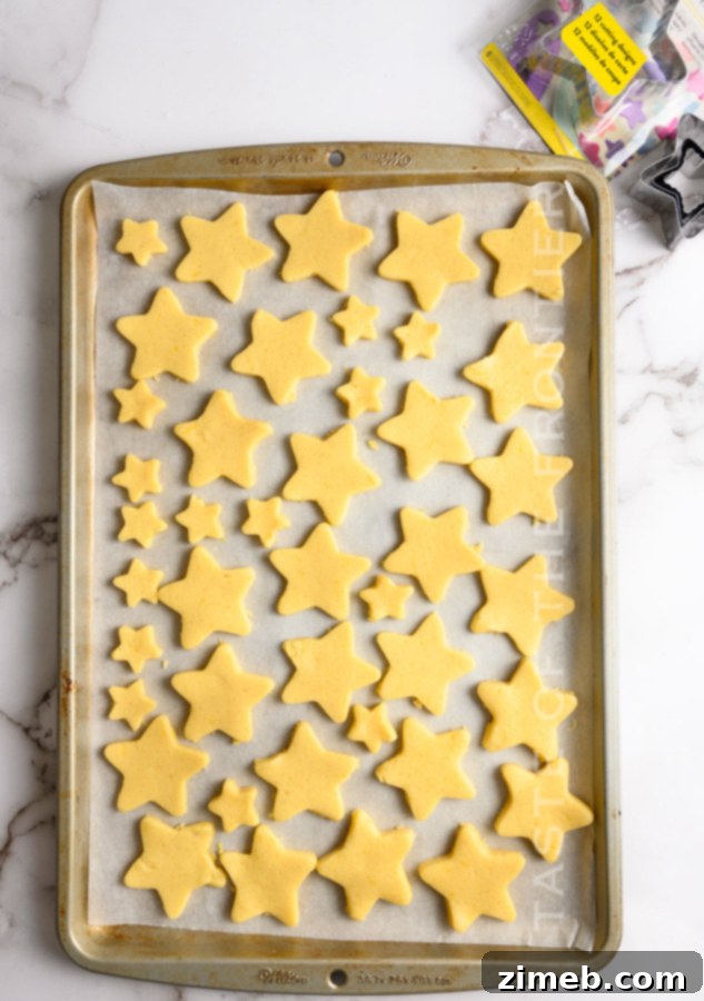 Baking star-shaped Pistachio Cut Out Cookies to golden perfection