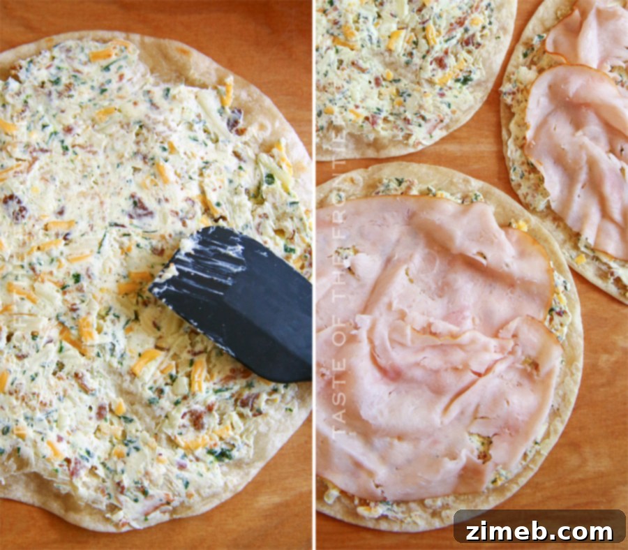 assembling pinwheels with turkey
