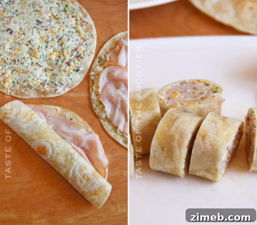 rolling and cutting pinwheels