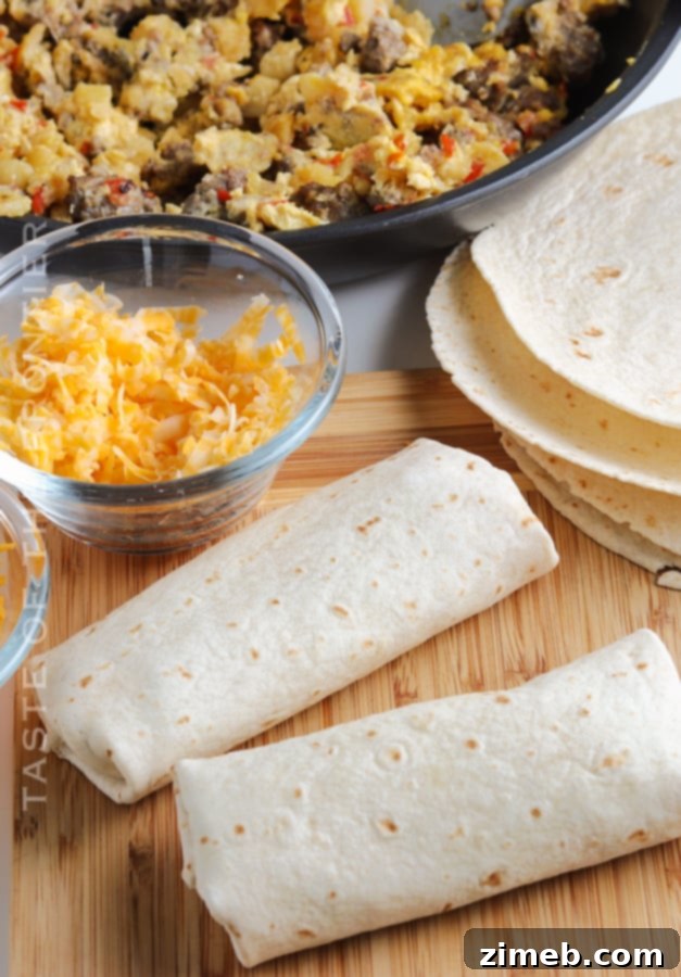 Sunrise Burrito Wraps 11 A beautifully presented plate of the best breakfast burritos.