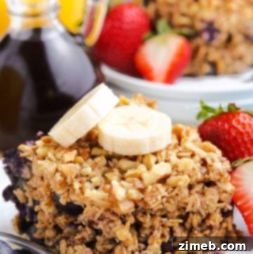 A recipe for Baked Oatmeal with blueberries.