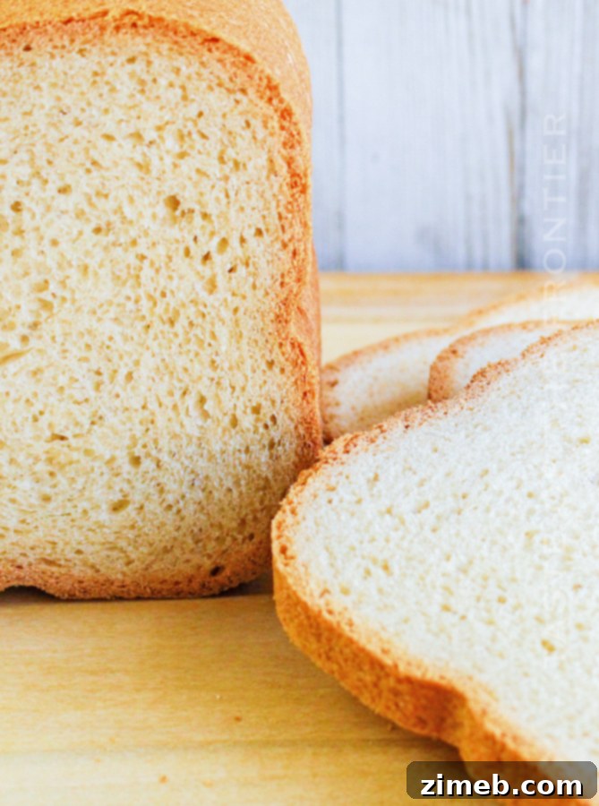 Perfect Bread Machine White Bread 10 A delicious slice of sandwich bread, perfect for any meal.