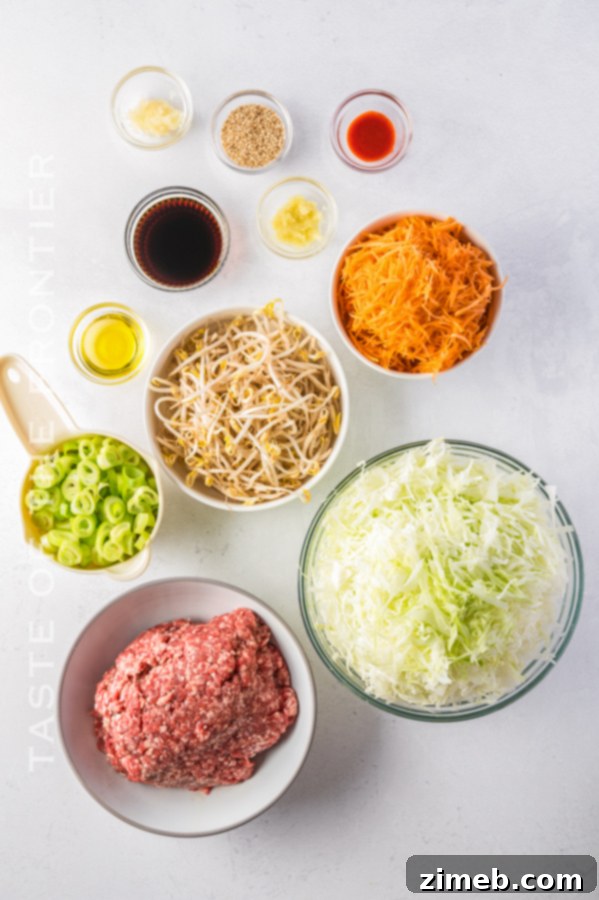 Inside Out Egg Roll 5 ingredients for Egg Roll Bowl