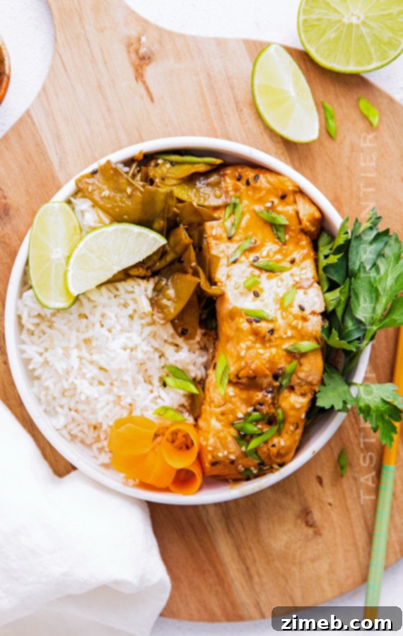 Speedy Instant Pot Sesame Salmon Bowls 3 Instant Pot Salmon Bowls - flaky and moist.