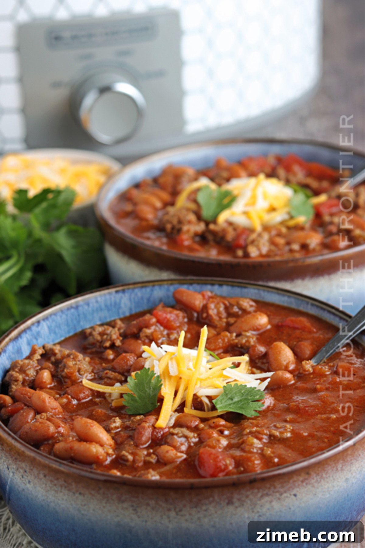 Hearty Slow-Simmered Chili 3 chili with toppings