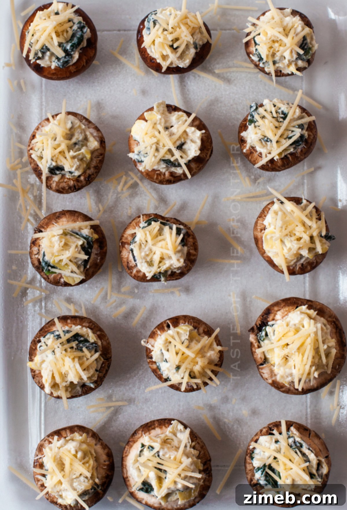 Creamy Spinach Artichoke Stuffed Mushrooms 15 ready to bake Spinach Artichoke Stuffed Mushrooms
