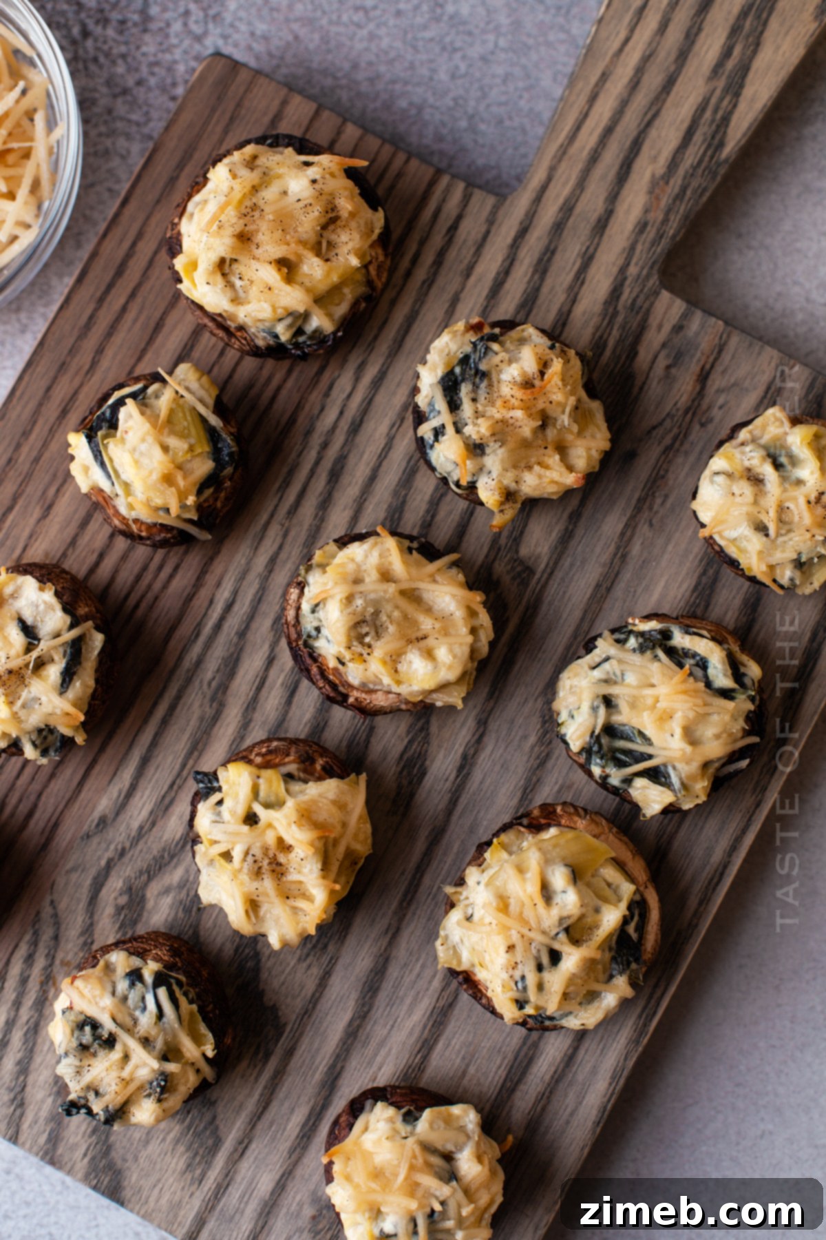 Creamy Spinach Artichoke Stuffed Mushrooms 3 party food - Artichoke Stuffed Mushrooms