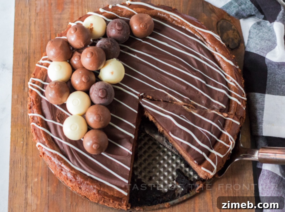 Holiday cheesecake with truffles and festive decorations