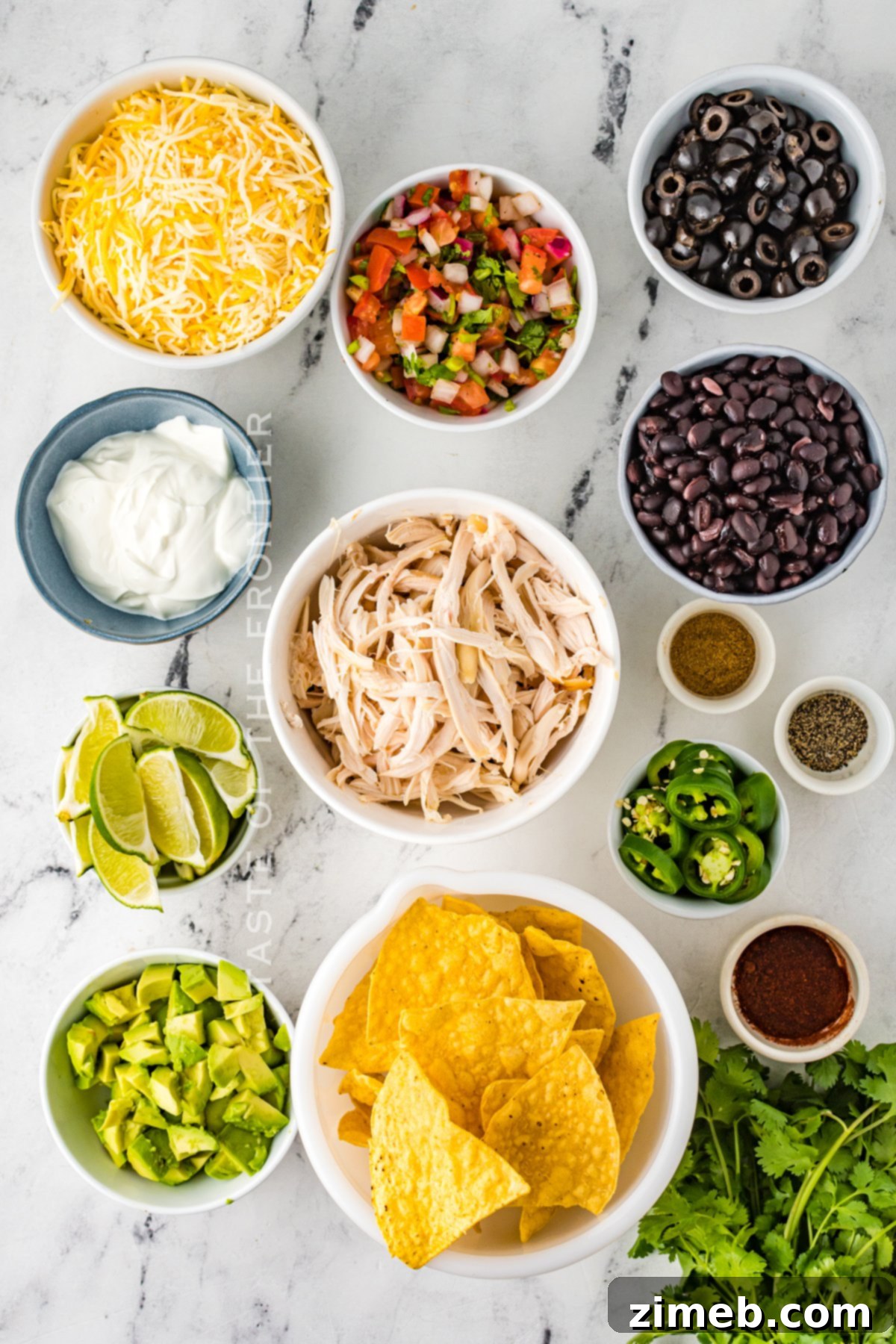 ingredients for Shredded Chicken Nachos